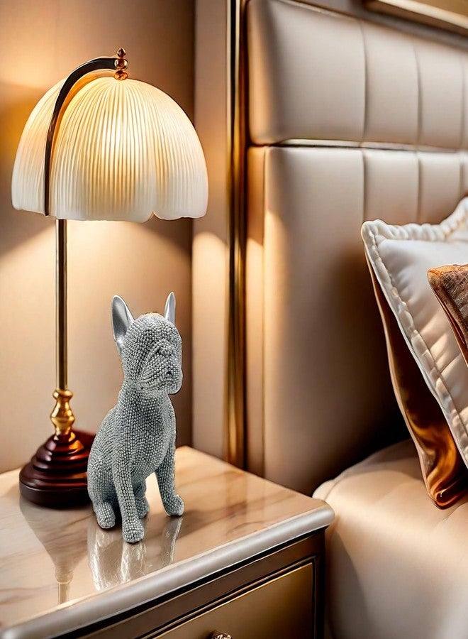 FUNSXBUG 6.5 Inch Resin French Bulldog Statue Dog Figurines Sculpture Collectibles Home Office Desktop Decor Outdoor Garden Display Decoration (Silver) - Image 4